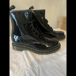 Dr.Martens 1460 W Women's  Size 10 Black Leather Boots Patent Lamper
